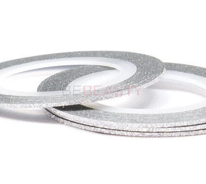 Стрічка для дизайну нігтів “Цукрова нитка”, 0,1 мм, срібло