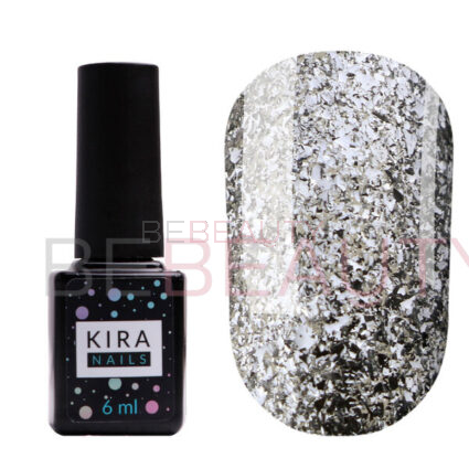 Гель-лак Kira Nails Shine Bright 001 (срібло з блискітками), 6 мл