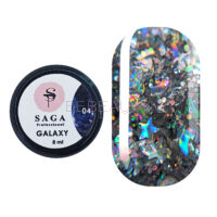 SAGA Galaxy glitter 004 (прозорий з голографічними півмісяцями, зірками та шестигранниками), 8 мл