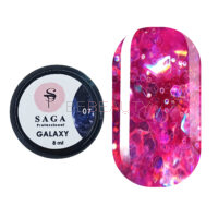 SAGA Galaxy glitter 007 (прозорий з голографічними малиновими блискітками), 8 мл