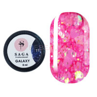 SAGA Galaxy glitter 011 (прозорий з голографічними ніжно-рожевими блискітками), 8 мл