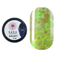 SAGA Galaxy glitter 014 (салатовий з голографічними блискітками), 8 мл