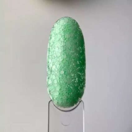 ART Bubble B005 – гель-лак (напівпрозорий зелений з білими пластівцями), 6 мл