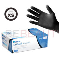 Нітрилові рукавички Medicom, XS – чорні, 100 шт.