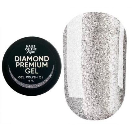 NAILSOFTHEDAY Diamond Premium 01 – гель-лак срібний з дрібною металевою поталью, 5 мл