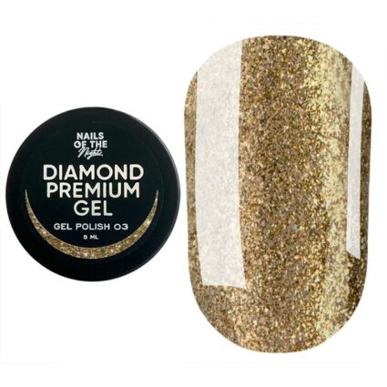NAILSOFTHEDAY Diamond Premium 03 – гель-лак золотий з дрібною металевою поталью, 5 мл