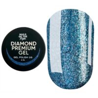 NAILSOFTHEDAY Diamond Premium 005 гель-лак блакитний з дрібною металевою поталью, 5 мл