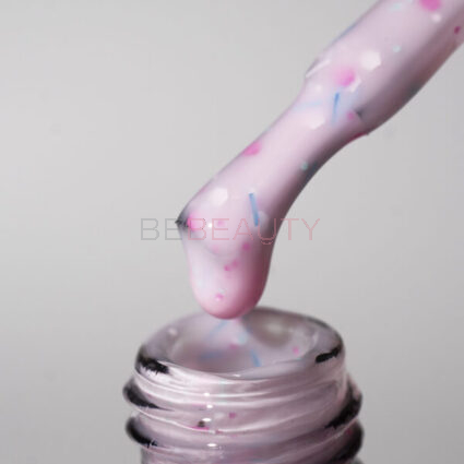 Kira Nails Lollypop Base 005 (яскраво-рожевий з різнокольоровими пластівцями), 6 мл