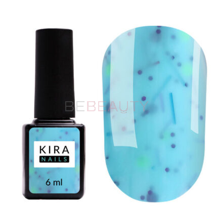 Kira Nails Lollypop Base 006 (блакитний з різнокольоровими пластівцями), 6 мл